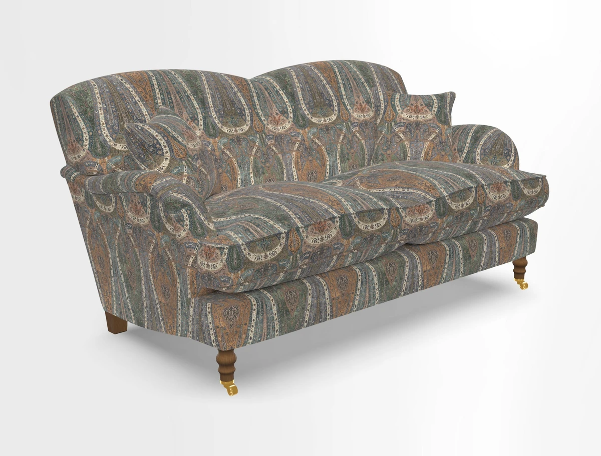 Kentwell 3 Seater 2 Hump Sofa in RHS Botanicals Henry Moon Lions Tail Teal