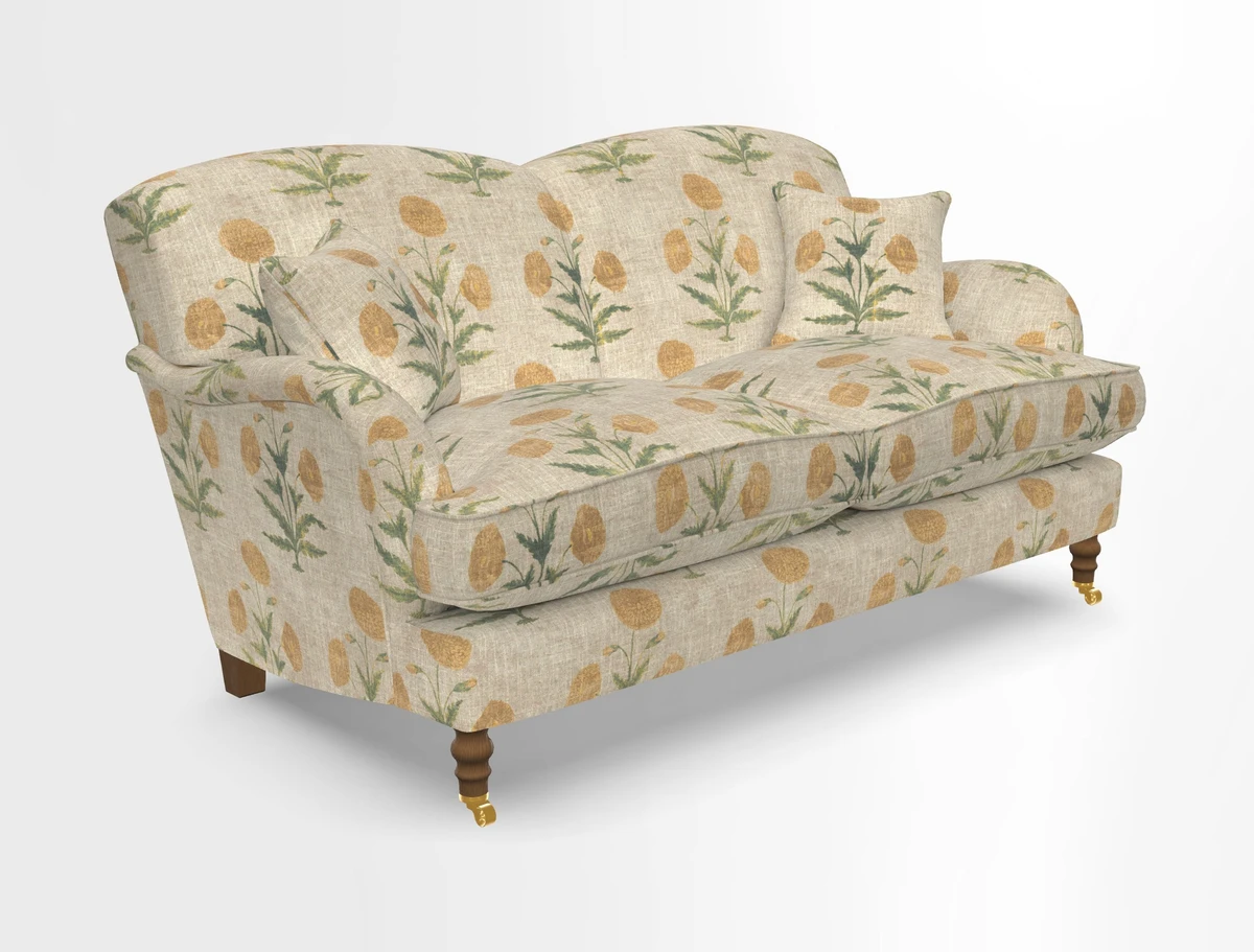 Kentwell 3 Seater 2 Hump Sofa in RHS Botanicals Henry Moon Lions Tail Teal