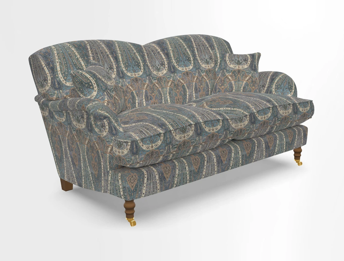 Kentwell 3 Seater 2 Hump Sofa in RHS Botanicals Henry Moon Lions Tail Teal