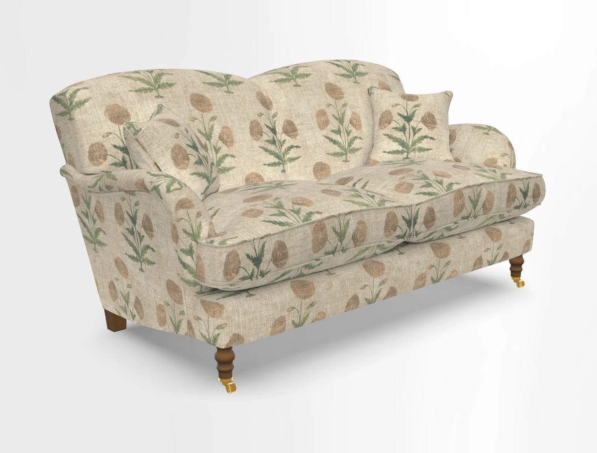 Kentwell 3 Seater 2 Hump Sofa in RHS Botanicals Henry Moon Lions Tail Teal