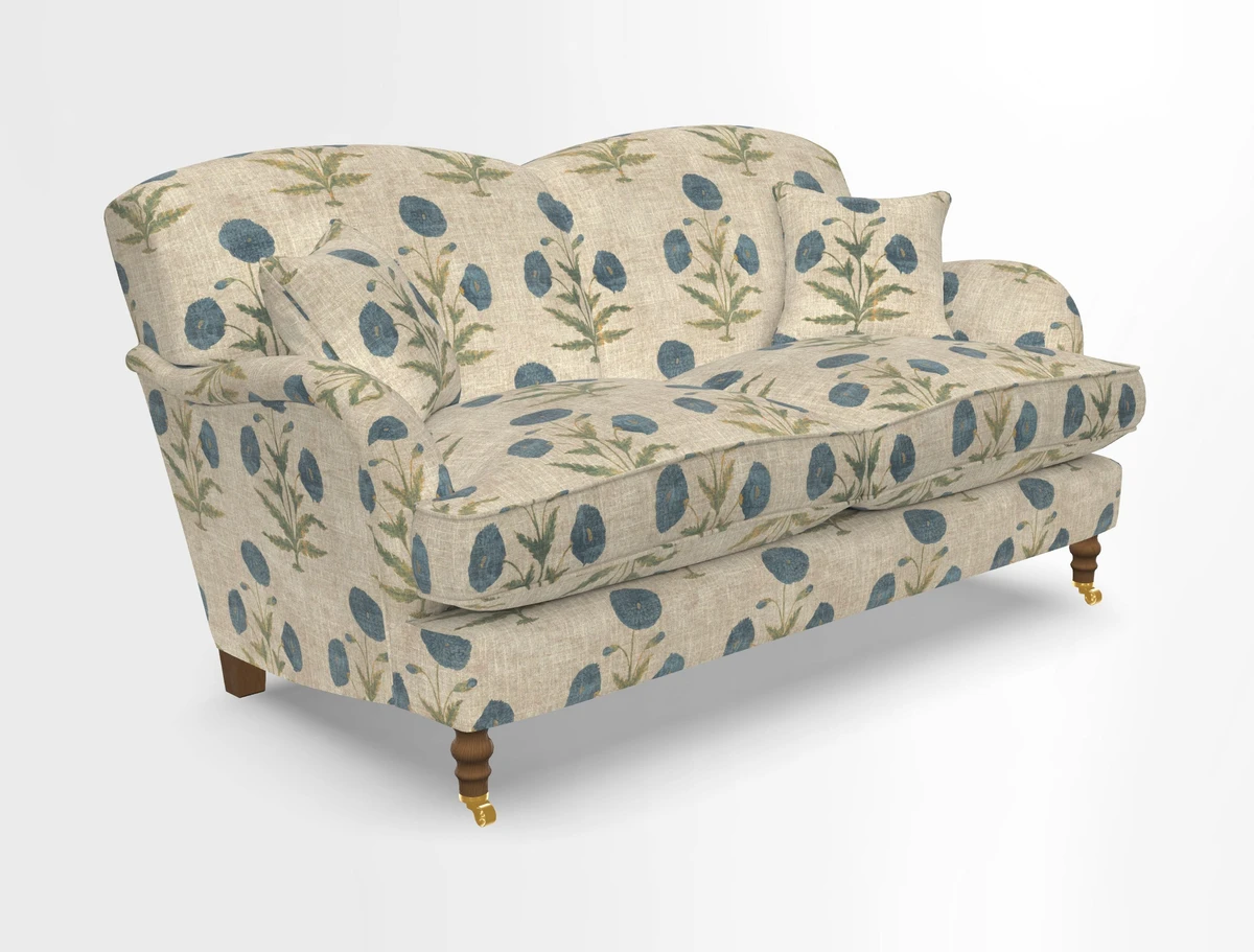 Kentwell 3 Seater 2 Hump Sofa in RHS Botanicals Henry Moon Lions Tail Teal