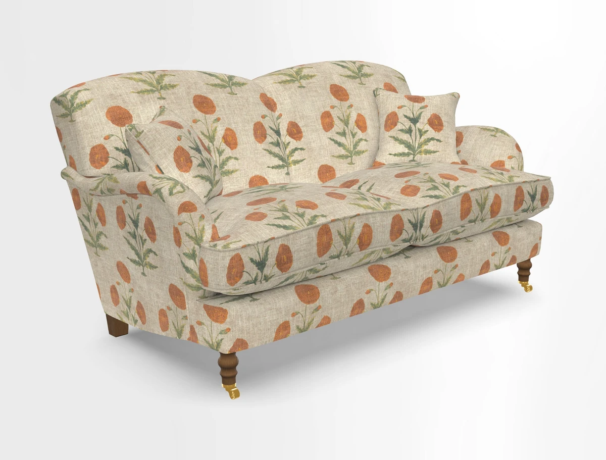 Kentwell 3 Seater 2 Hump Sofa in RHS Botanicals Henry Moon Lions Tail Teal