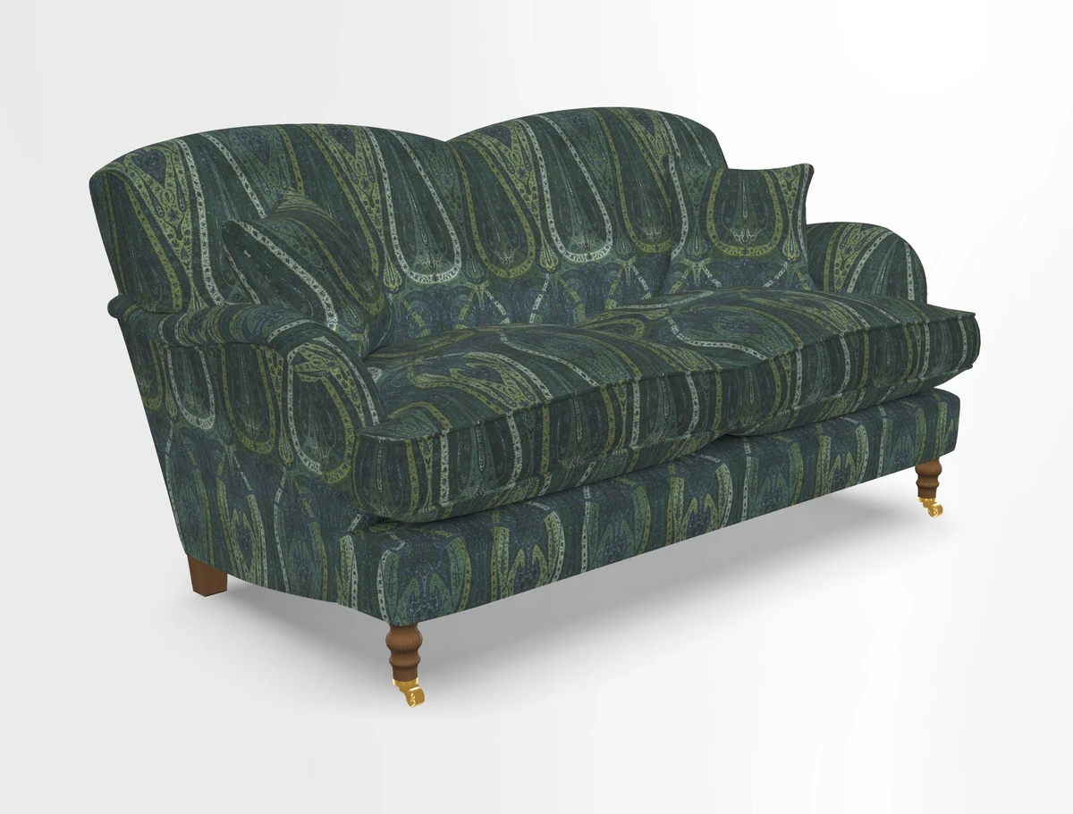Kentwell 3 Seater 2 Hump Sofa in RHS Botanicals Henry Moon Lions Tail Teal