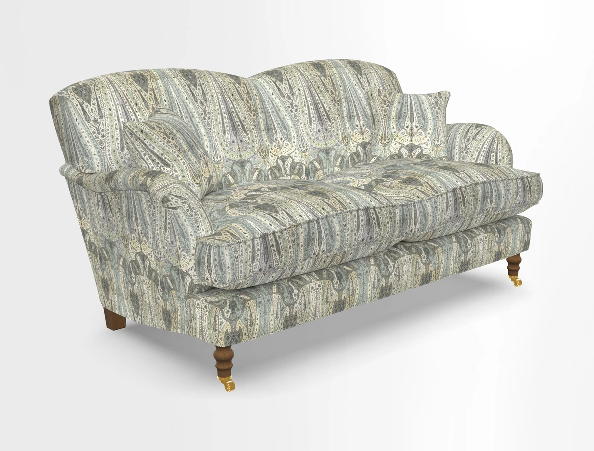 Kentwell 3 Seater 2 Hump Sofa in RHS Botanicals Henry Moon Lions Tail Teal