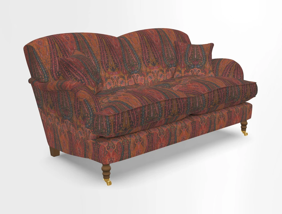 Kentwell 3 Seater 2 Hump Sofa in RHS Botanicals Henry Moon Lions Tail Teal