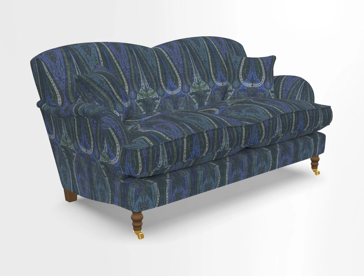 Kentwell 3 Seater 2 Hump Sofa in RHS Botanicals Henry Moon Lions Tail Teal