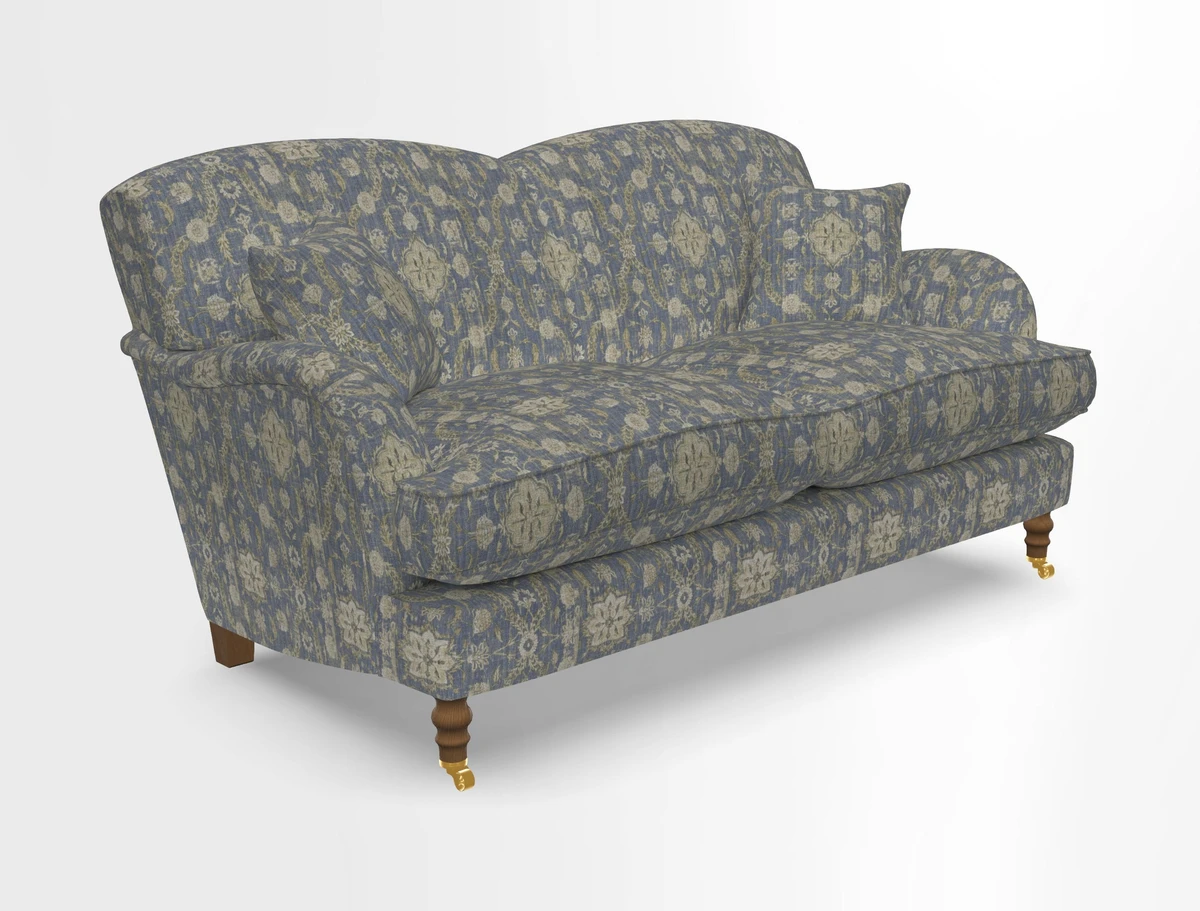 Kentwell 3 Seater 2 Hump Sofa in RHS Botanicals Henry Moon Lions Tail Teal