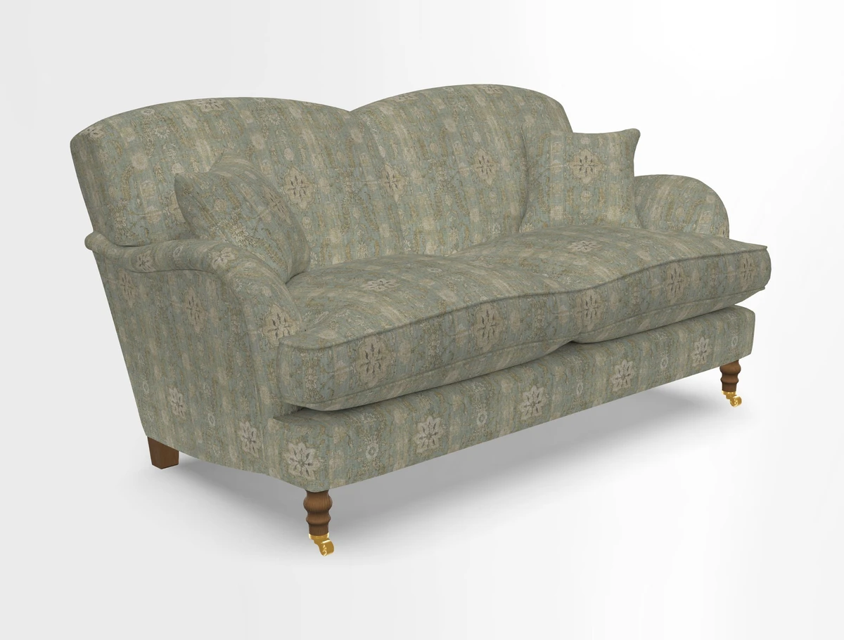 Kentwell 3 Seater 2 Hump Sofa in RHS Botanicals Henry Moon Lions Tail Teal