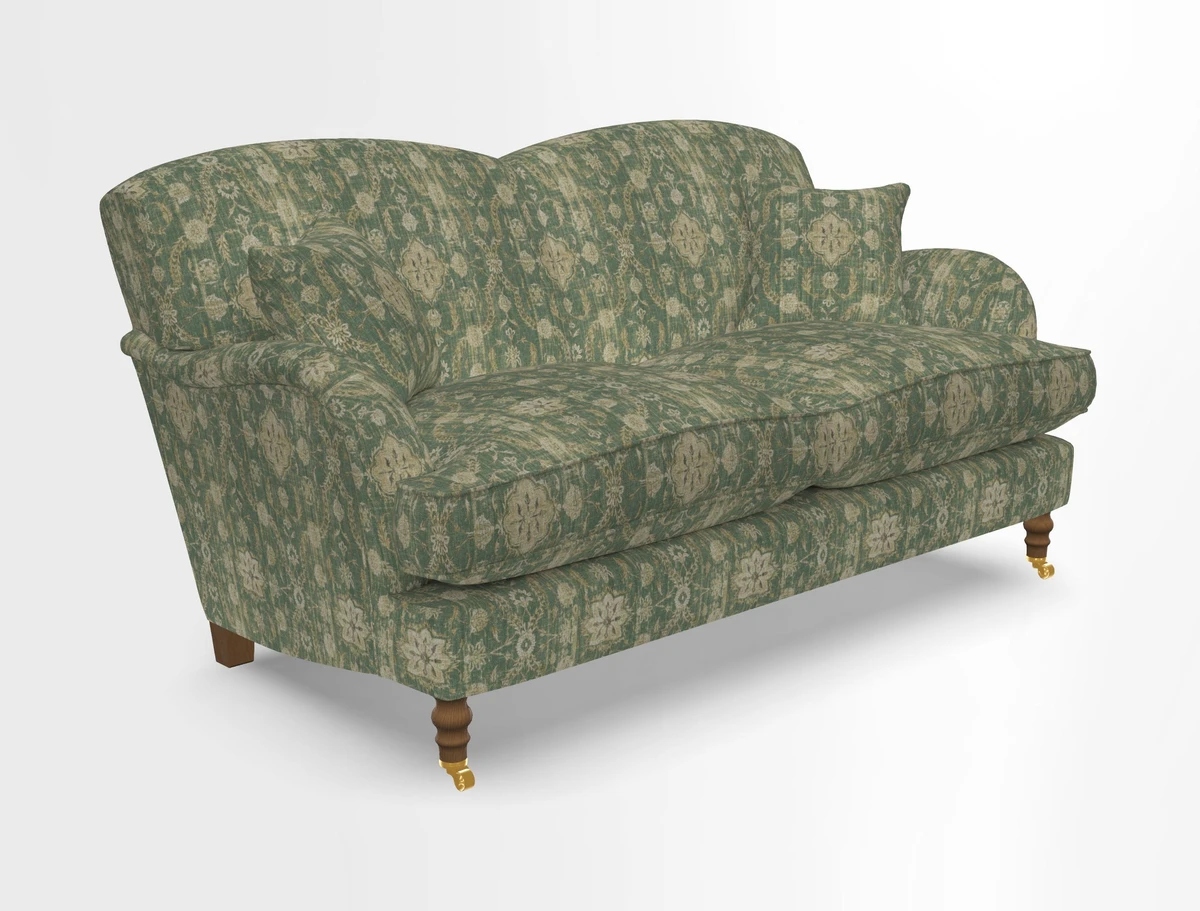 Kentwell 3 Seater 2 Hump Sofa in RHS Botanicals Henry Moon Lions Tail Teal