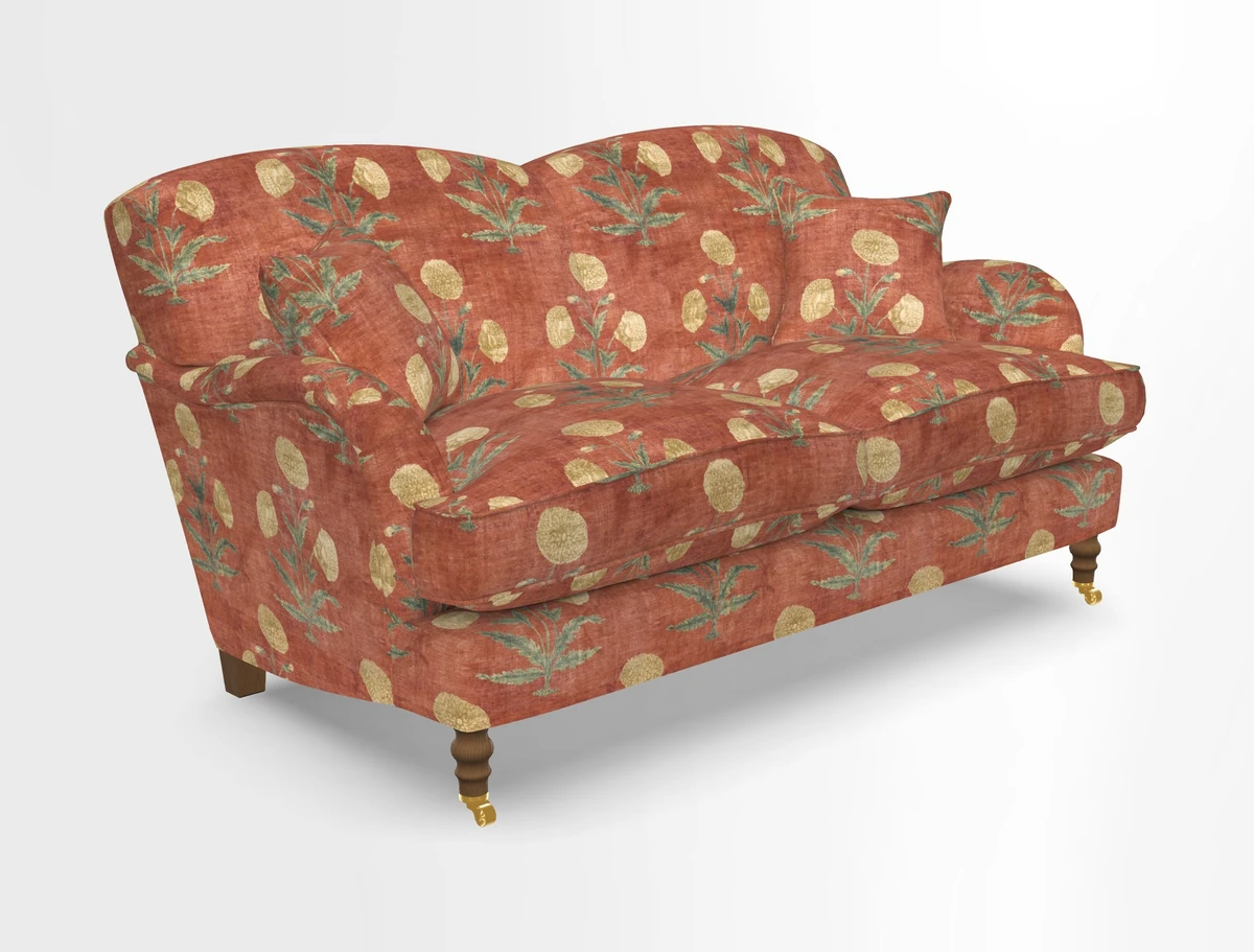 Kentwell 3 Seater 2 Hump Sofa in RHS Botanicals Henry Moon Lions Tail Teal