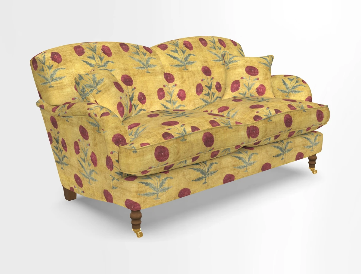 Kentwell 3 Seater 2 Hump Sofa in RHS Botanicals Henry Moon Lions Tail Teal