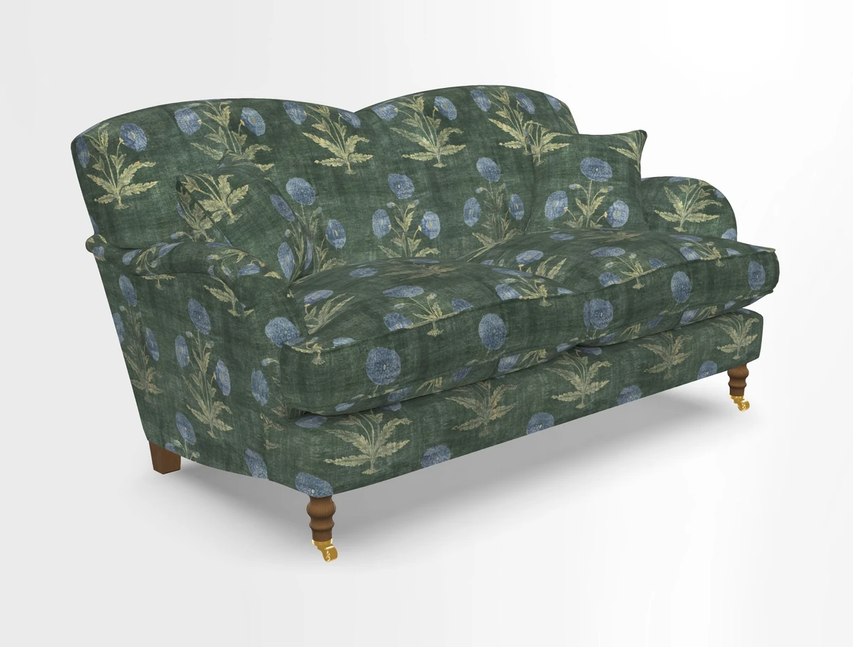 Kentwell 3 Seater 2 Hump Sofa in RHS Botanicals Henry Moon Lions Tail Teal