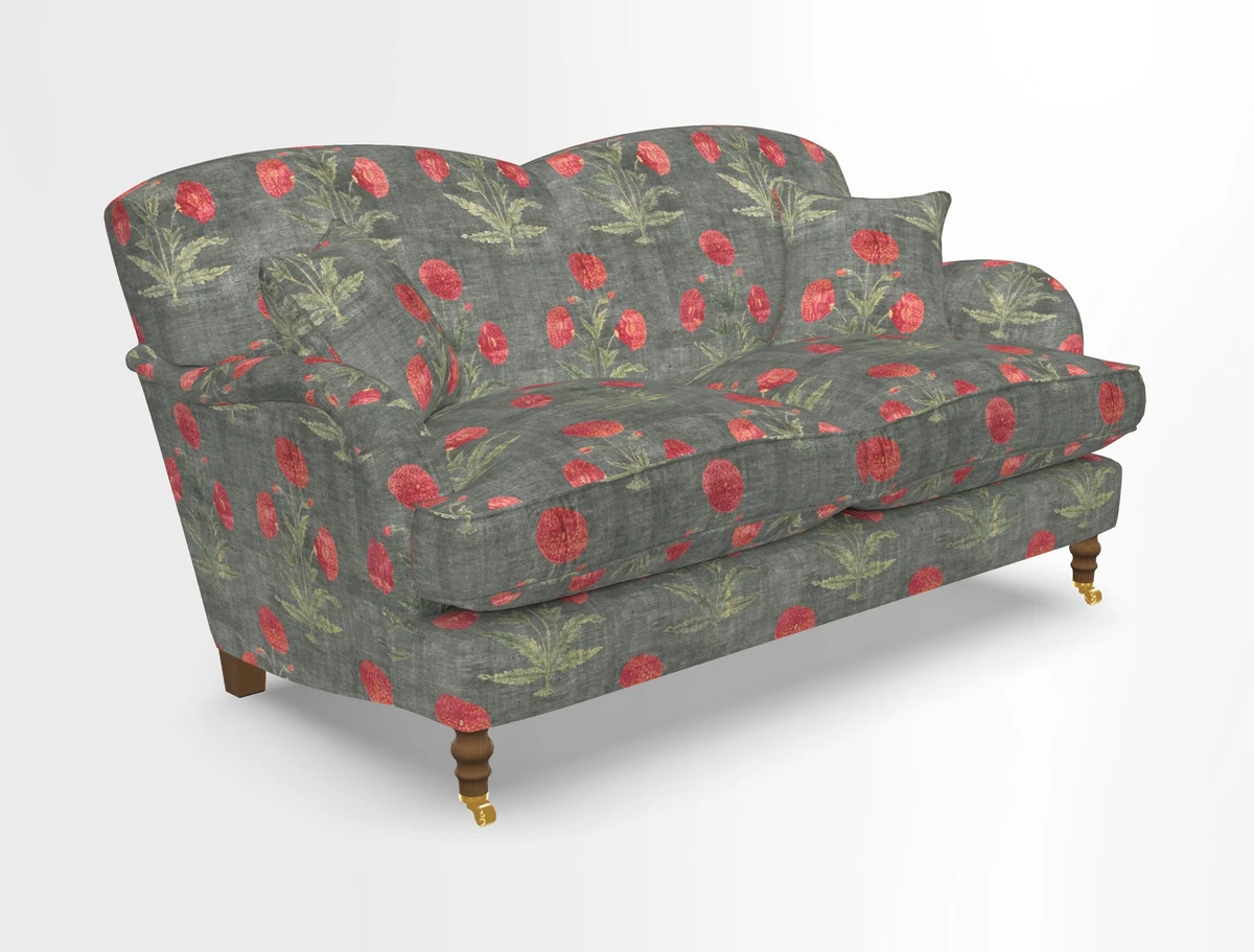 Kentwell 3 Seater 2 Hump Sofa in RHS Botanicals Henry Moon Lions Tail Teal