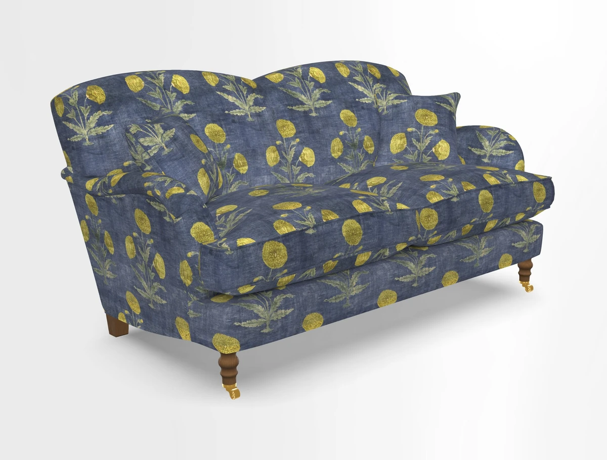 Kentwell 3 Seater 2 Hump Sofa in RHS Botanicals Henry Moon Lions Tail Teal