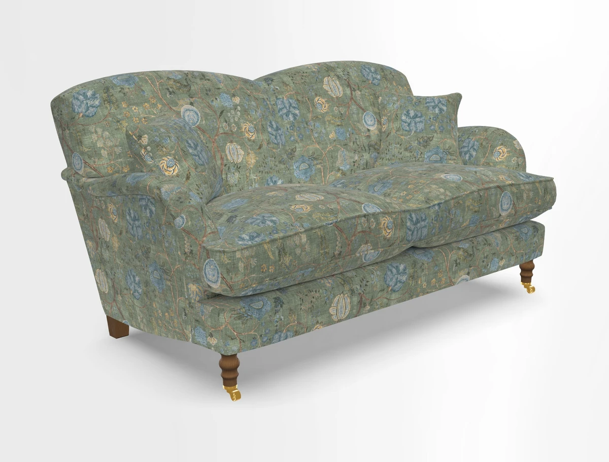 Kentwell 3 Seater 2 Hump Sofa in RHS Botanicals Henry Moon Lions Tail Teal