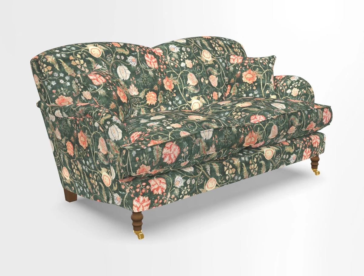 Kentwell 3 Seater 2 Hump Sofa in RHS Botanicals Henry Moon Lions Tail Teal