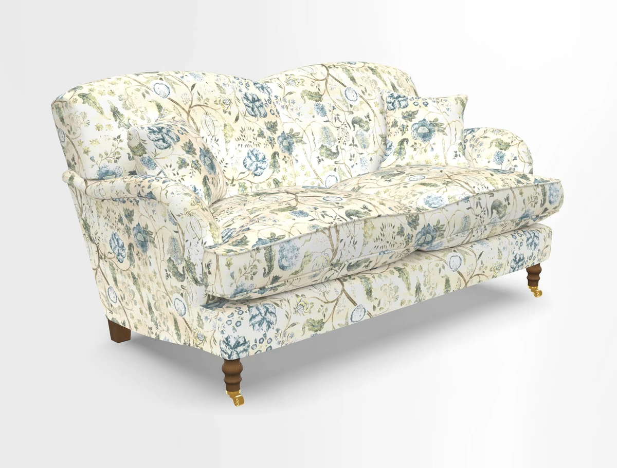 Kentwell 3 Seater 2 Hump Sofa in RHS Botanicals Henry Moon Lions Tail Teal
