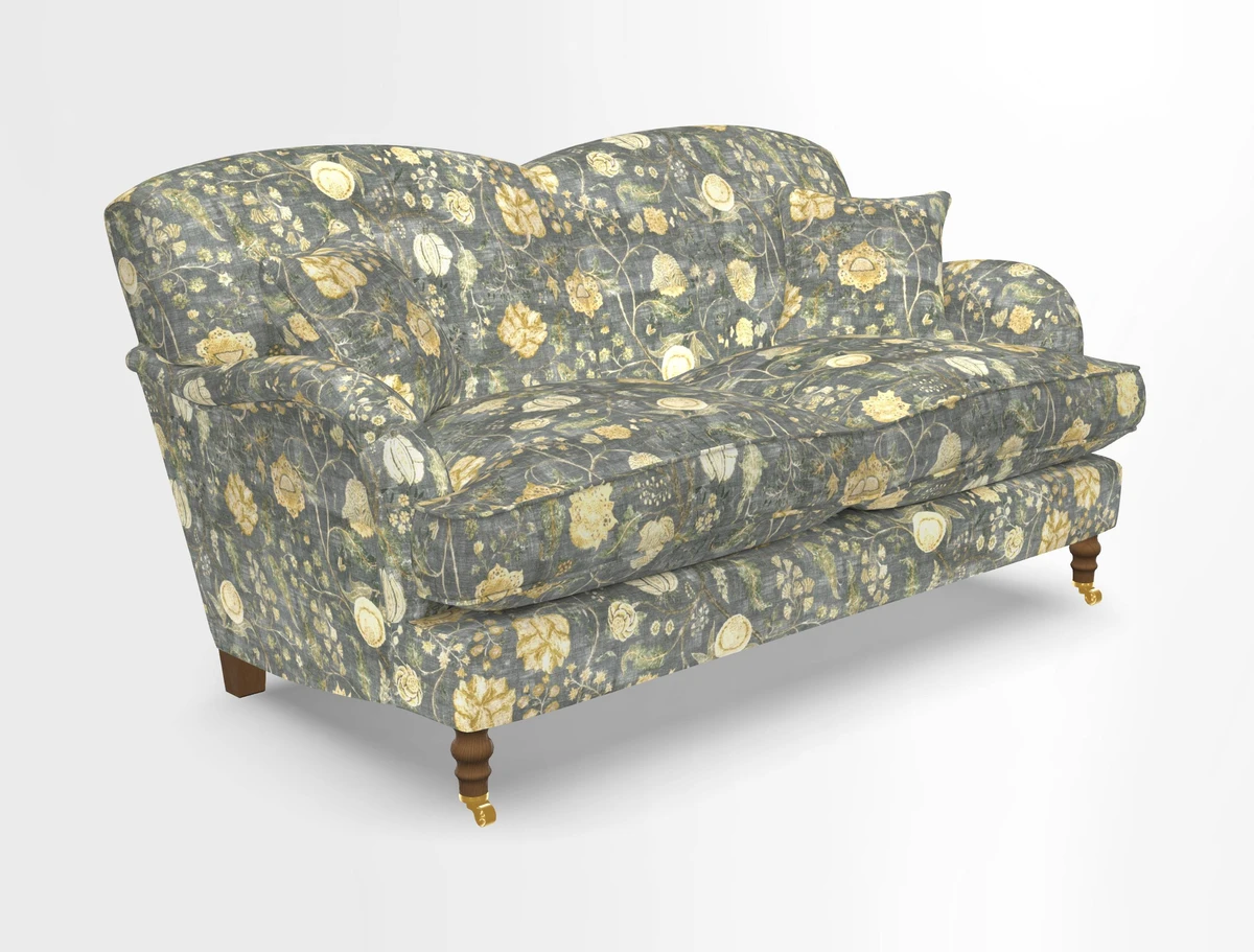 Kentwell 3 Seater 2 Hump Sofa in RHS Botanicals Henry Moon Lions Tail Teal