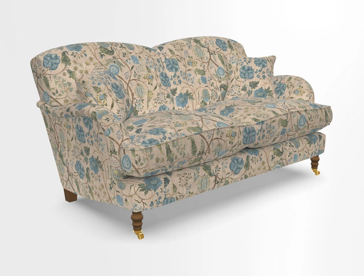Kentwell 3 Seater 2 Hump Sofa in RHS Botanicals Henry Moon Lions Tail Teal