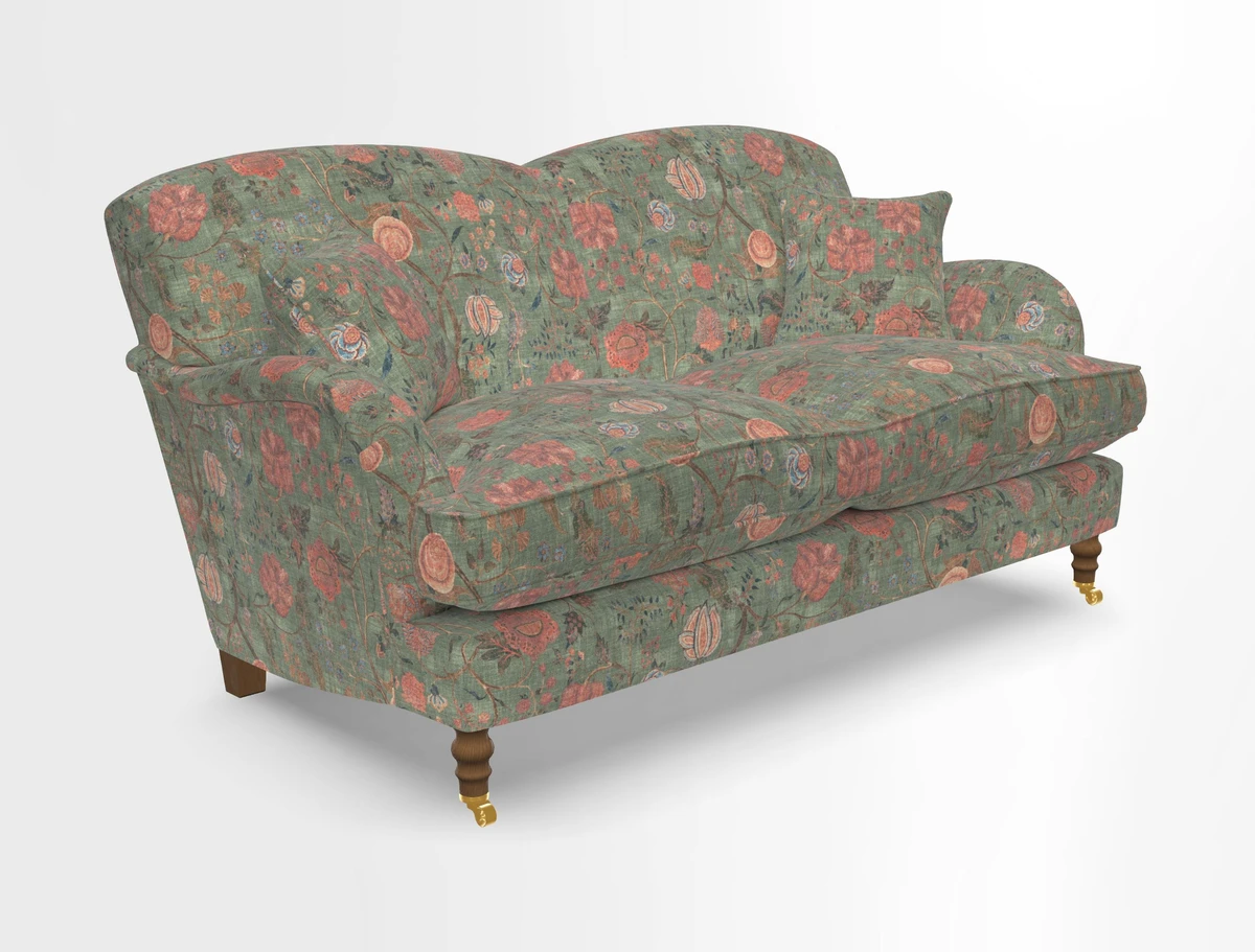 Kentwell 3 Seater 2 Hump Sofa in RHS Botanicals Henry Moon Lions Tail Teal