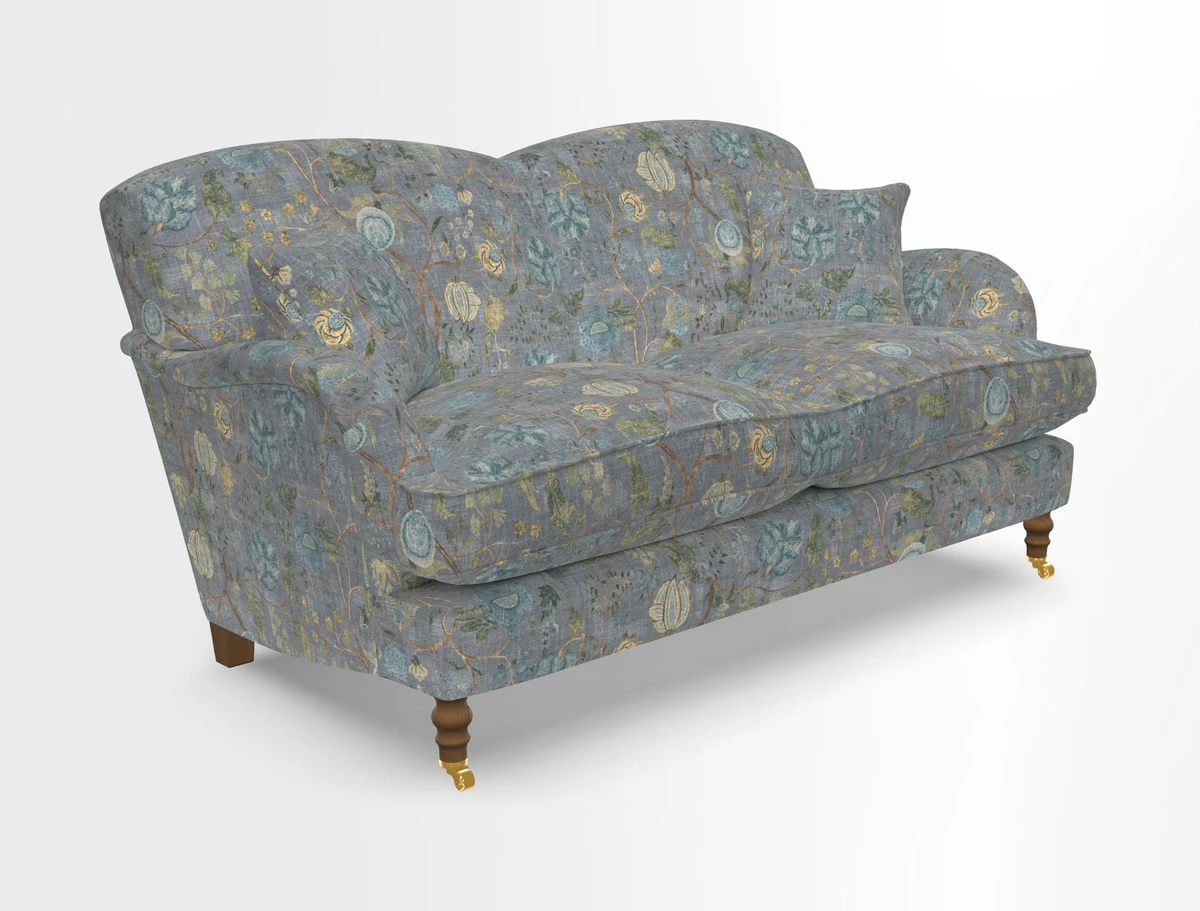 Kentwell 3 Seater 2 Hump Sofa in RHS Botanicals Henry Moon Lions Tail Teal