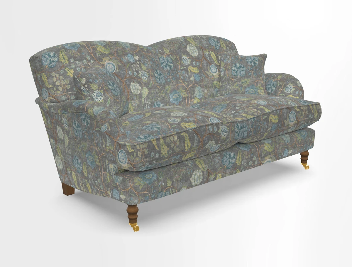 Kentwell 3 Seater 2 Hump Sofa in RHS Botanicals Henry Moon Lions Tail Teal