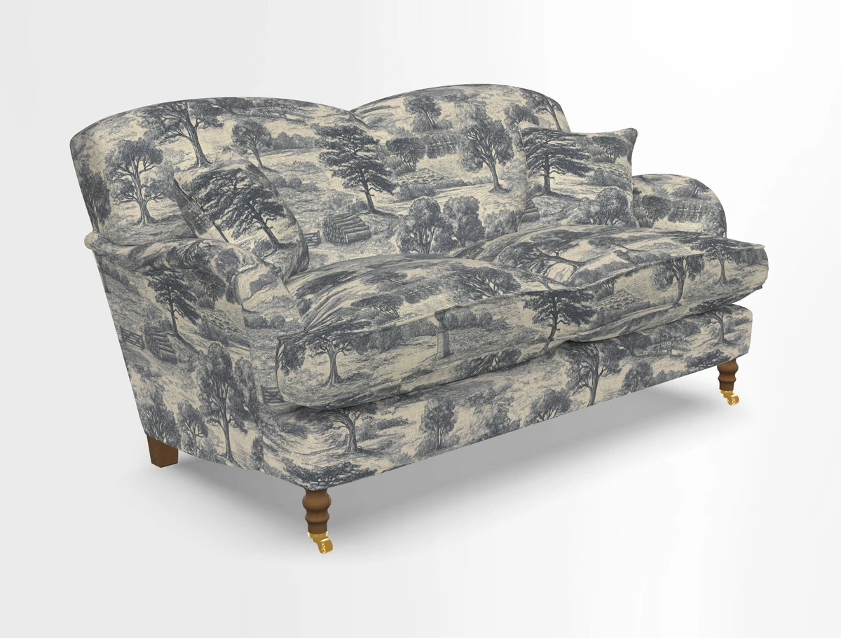 Kentwell 3 Seater 2 Hump Sofa in RHS Botanicals Henry Moon Lions Tail Teal