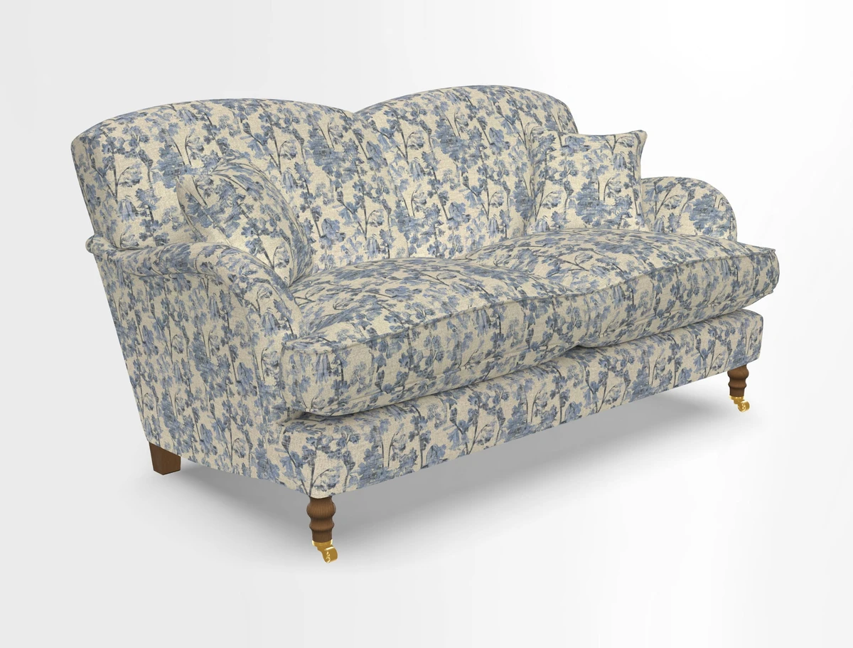 Kentwell 3 Seater 2 Hump Sofa in RHS Botanicals Henry Moon Lions Tail Teal