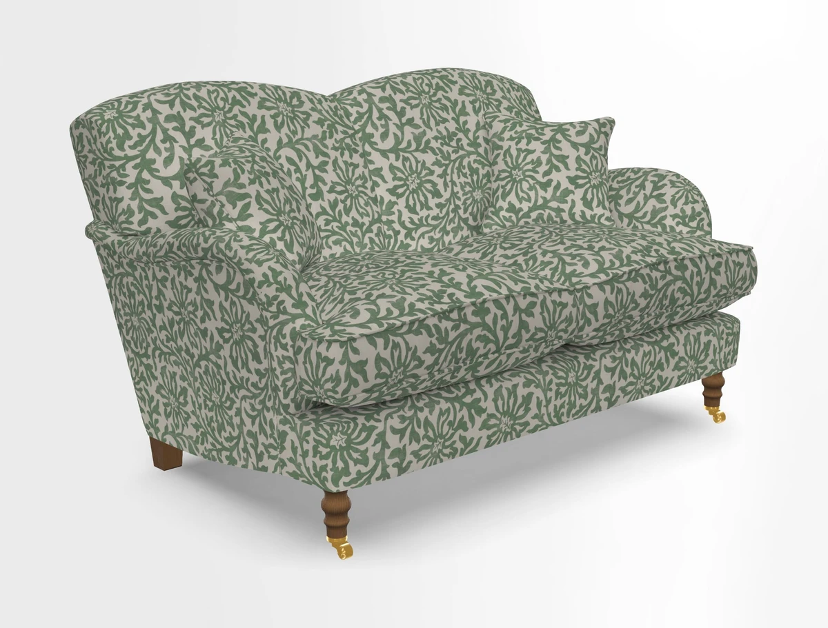 Kentwell 3 Seater 2 Hump Sofa in RHS Botanicals Henry Moon Lions Tail Teal