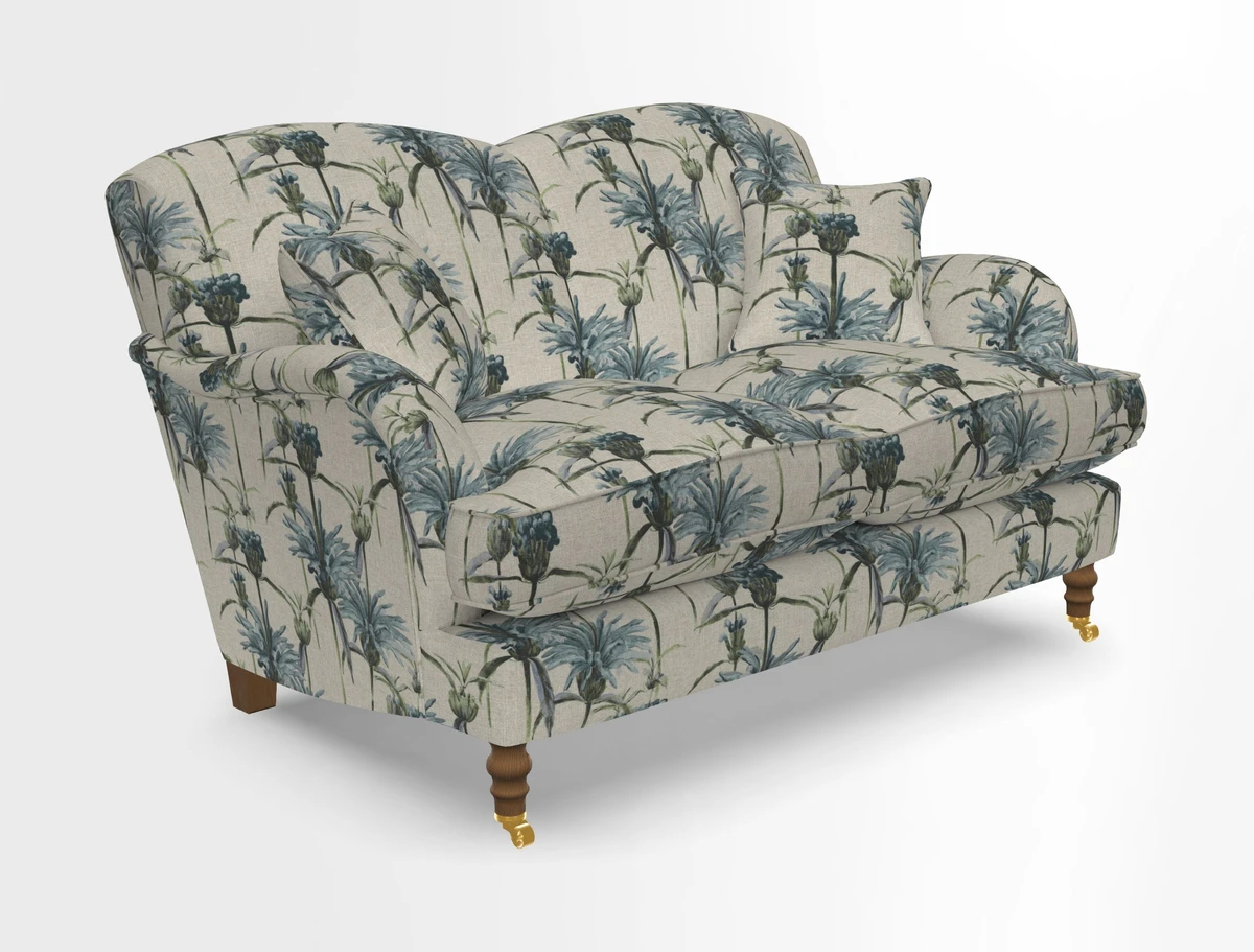 Kentwell 3 Seater 2 Hump Sofa in RHS Botanicals Henry Moon Lions Tail Teal