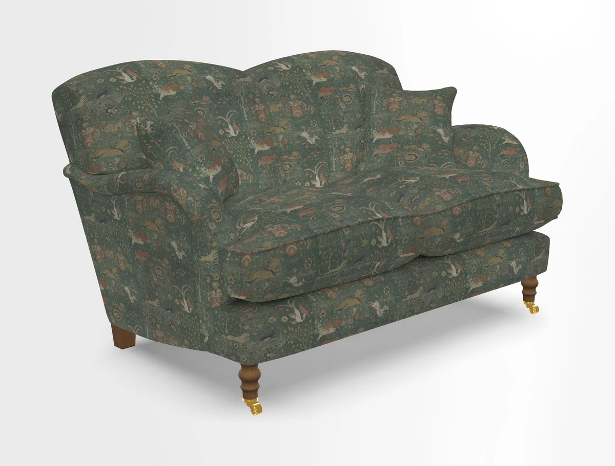 Kentwell 3 Seater 2 Hump Sofa in RHS Botanicals Henry Moon Lions Tail Teal
