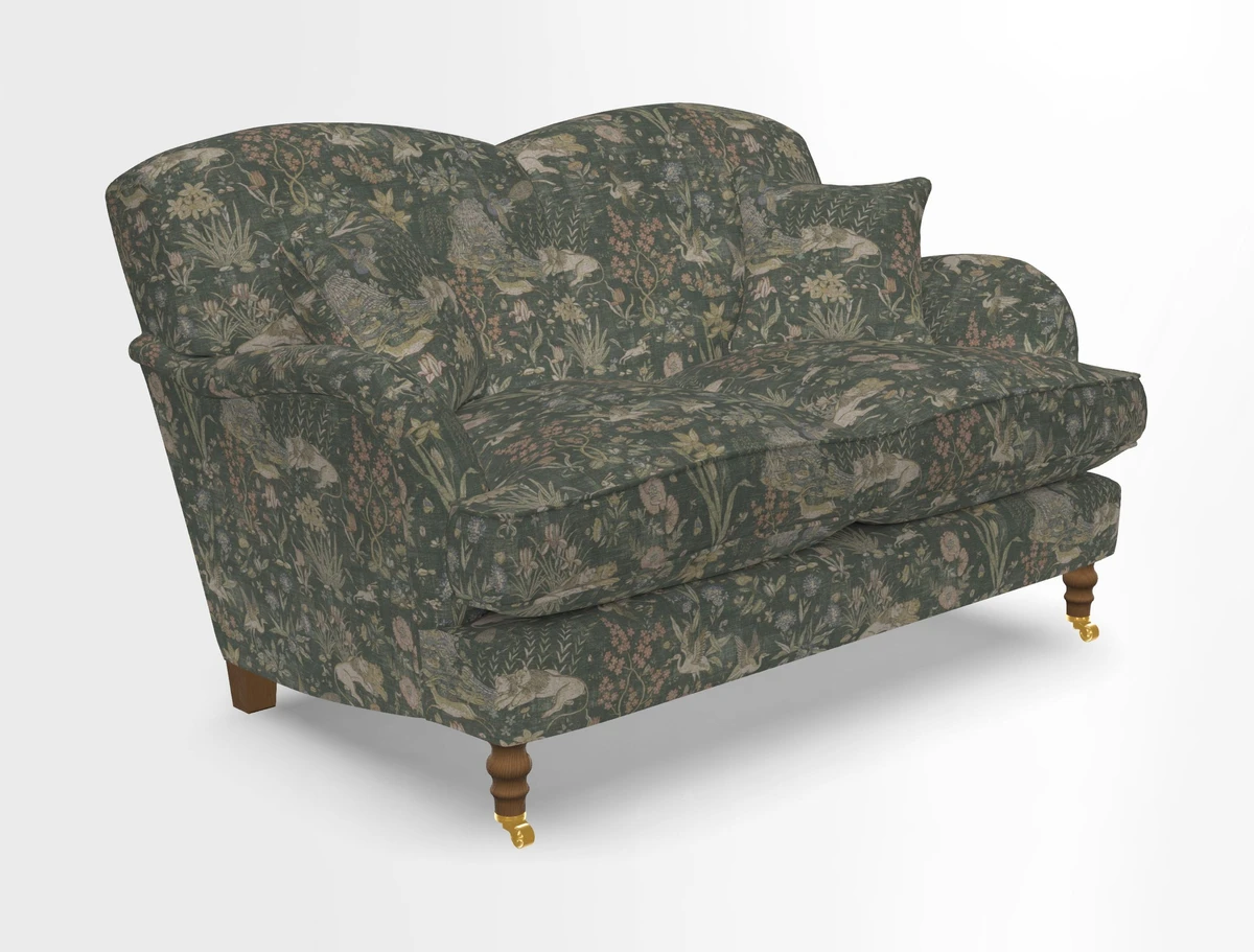 Kentwell 3 Seater 2 Hump Sofa in RHS Botanicals Henry Moon Lions Tail Teal