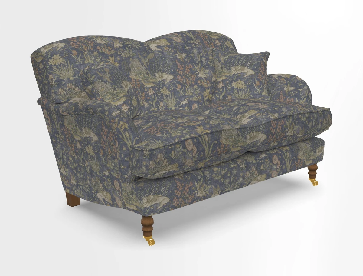 Kentwell 3 Seater 2 Hump Sofa in RHS Botanicals Henry Moon Lions Tail Teal