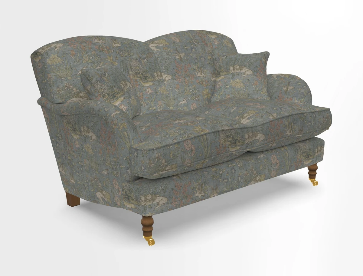 Kentwell 3 Seater 2 Hump Sofa in RHS Botanicals Henry Moon Lions Tail Teal