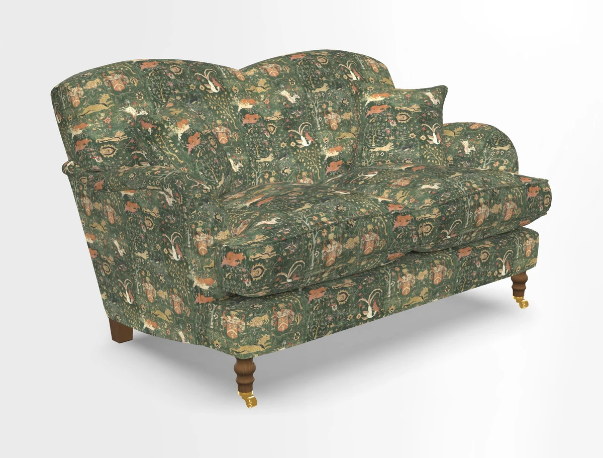 Kentwell 3 Seater 2 Hump Sofa in RHS Botanicals Henry Moon Lions Tail Teal