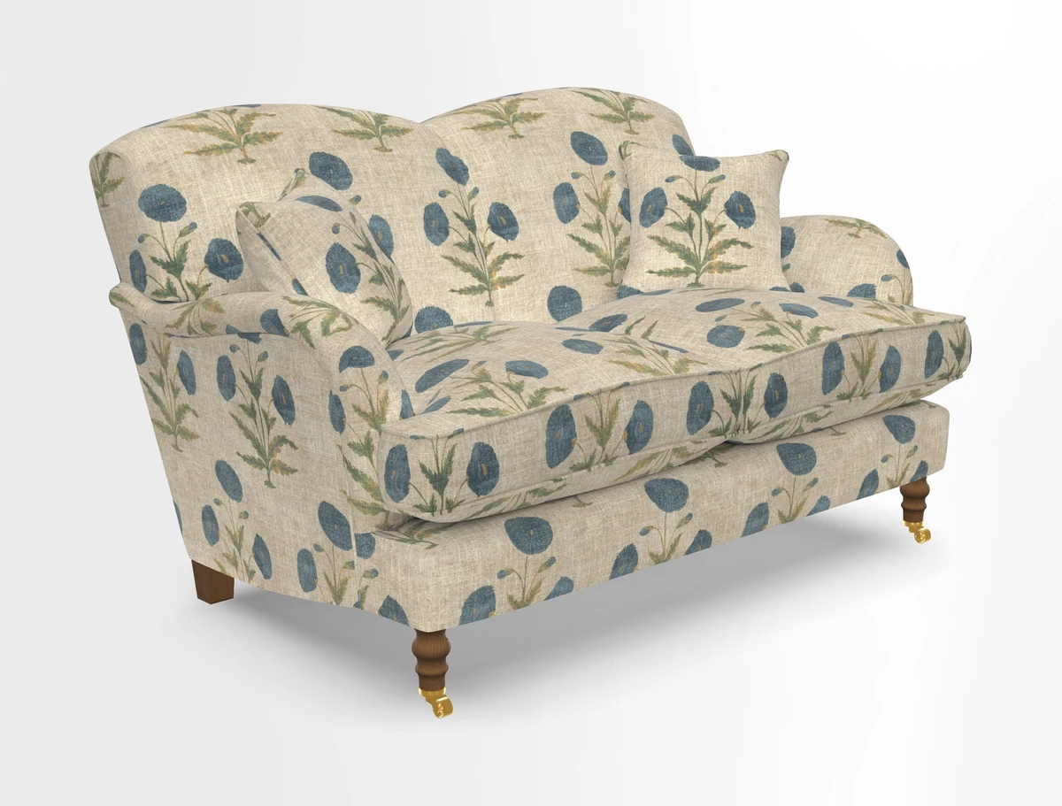 Kentwell 3 Seater 2 Hump Sofa in RHS Botanicals Henry Moon Lions Tail Teal