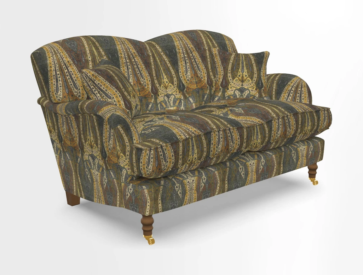 Kentwell 3 Seater 2 Hump Sofa in RHS Botanicals Henry Moon Lions Tail Teal