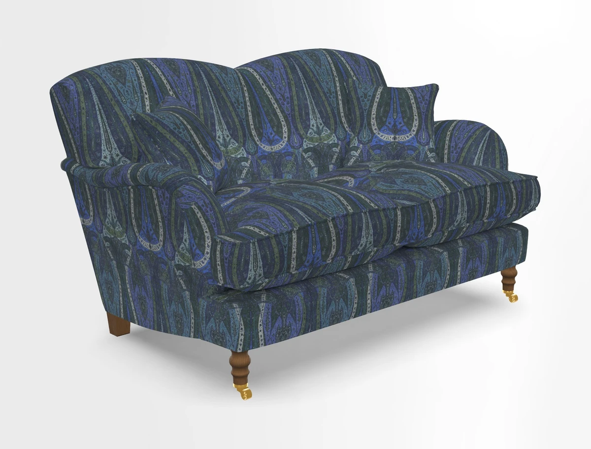 Kentwell 3 Seater 2 Hump Sofa in RHS Botanicals Henry Moon Lions Tail Teal