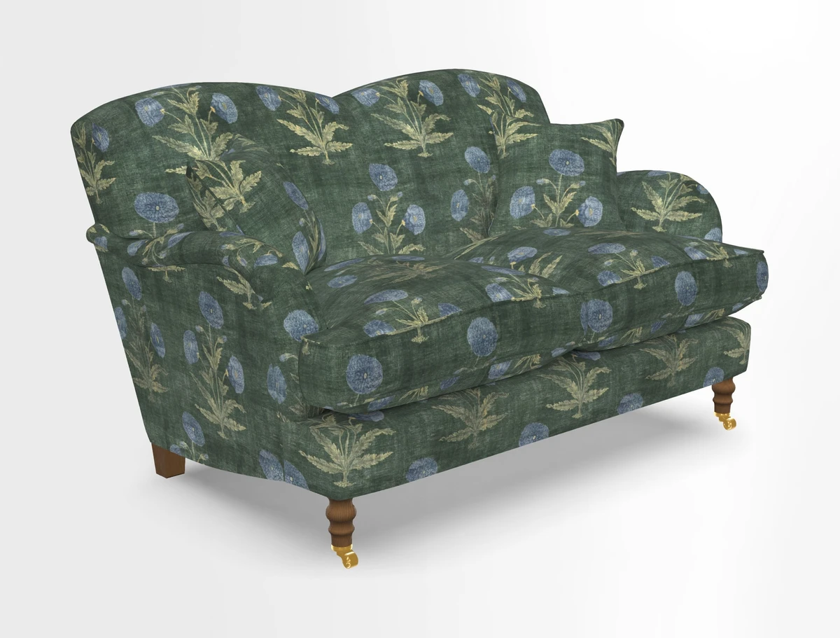 Kentwell 3 Seater 2 Hump Sofa in RHS Botanicals Henry Moon Lions Tail Teal