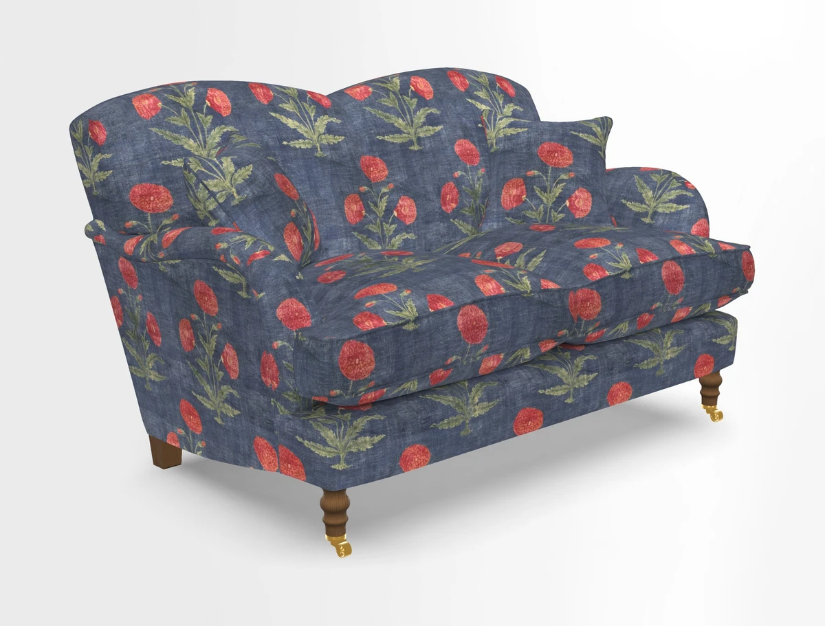 Kentwell 3 Seater 2 Hump Sofa in RHS Botanicals Henry Moon Lions Tail Teal