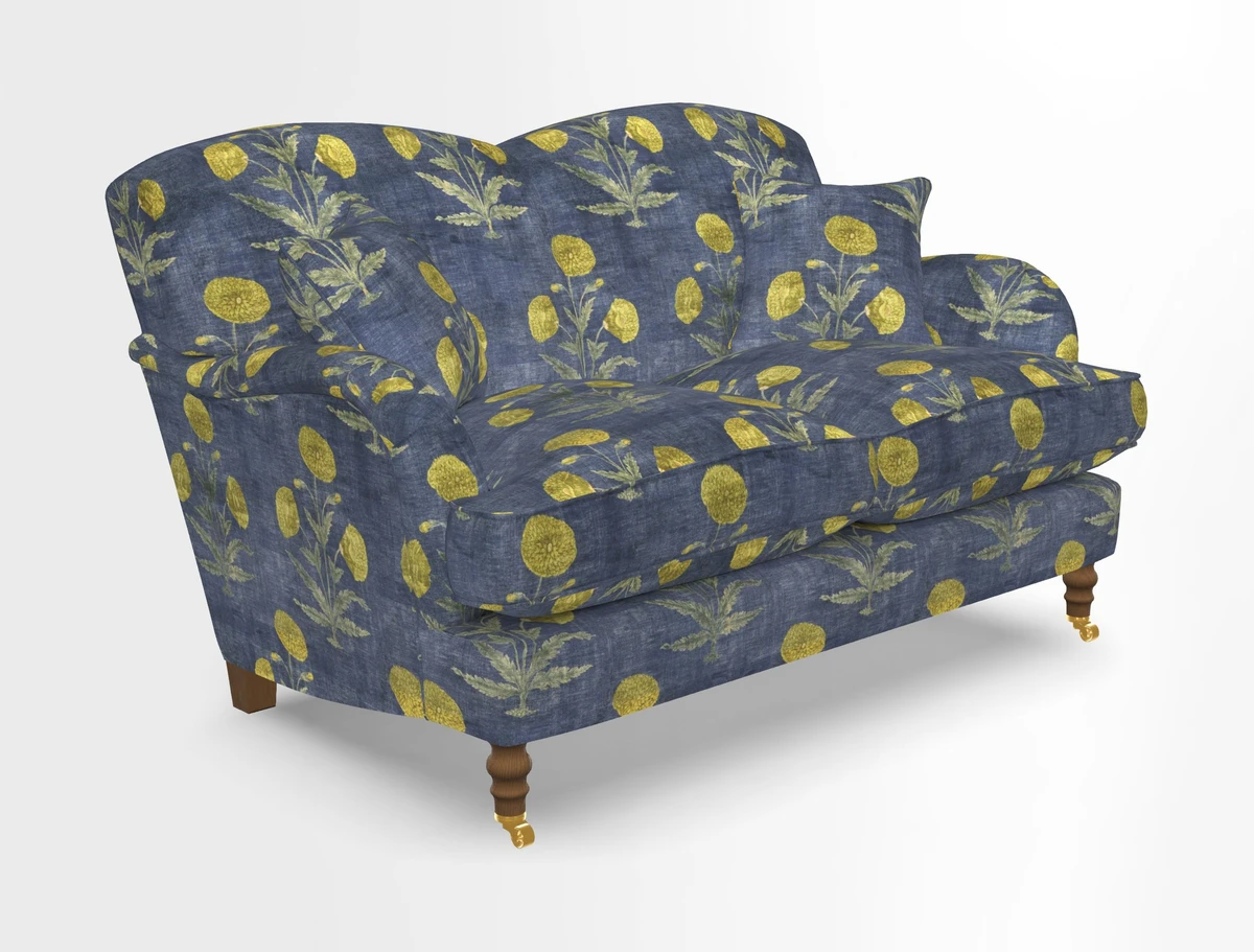 Kentwell 3 Seater 2 Hump Sofa in RHS Botanicals Henry Moon Lions Tail Teal