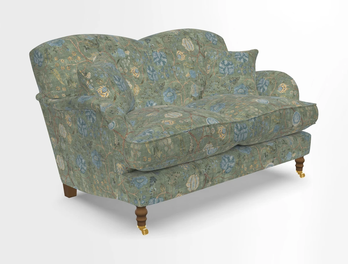 Kentwell 3 Seater 2 Hump Sofa in RHS Botanicals Henry Moon Lions Tail Teal