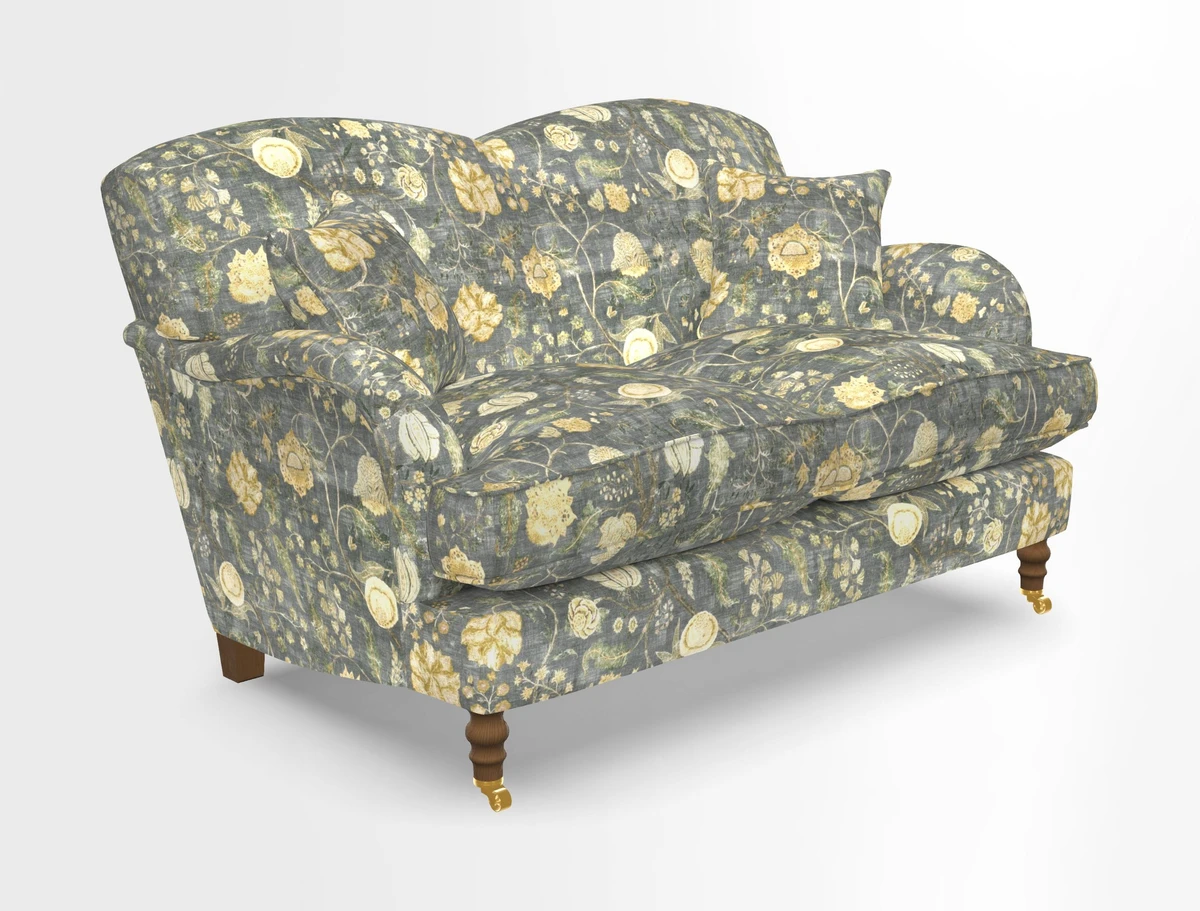 Kentwell 3 Seater 2 Hump Sofa in RHS Botanicals Henry Moon Lions Tail Teal