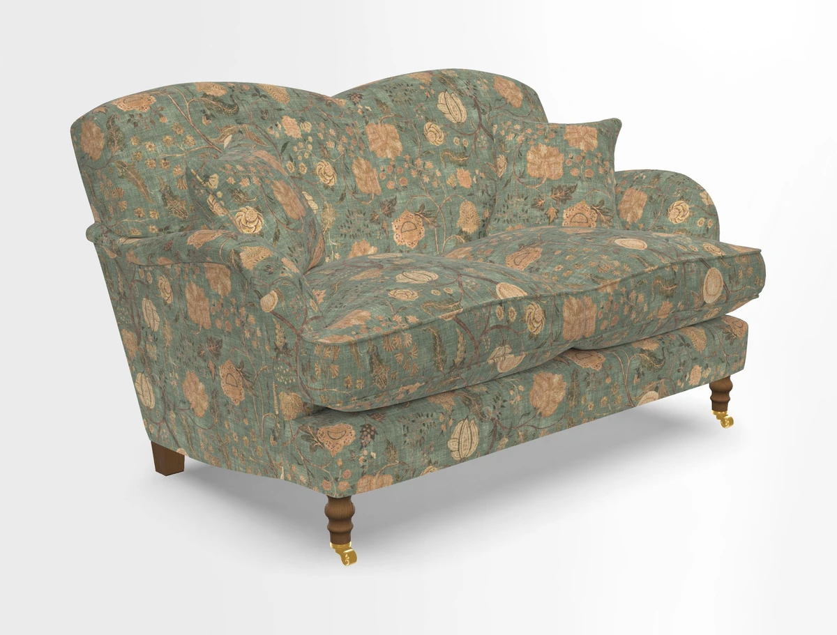 Kentwell 3 Seater 2 Hump Sofa in RHS Botanicals Henry Moon Lions Tail Teal