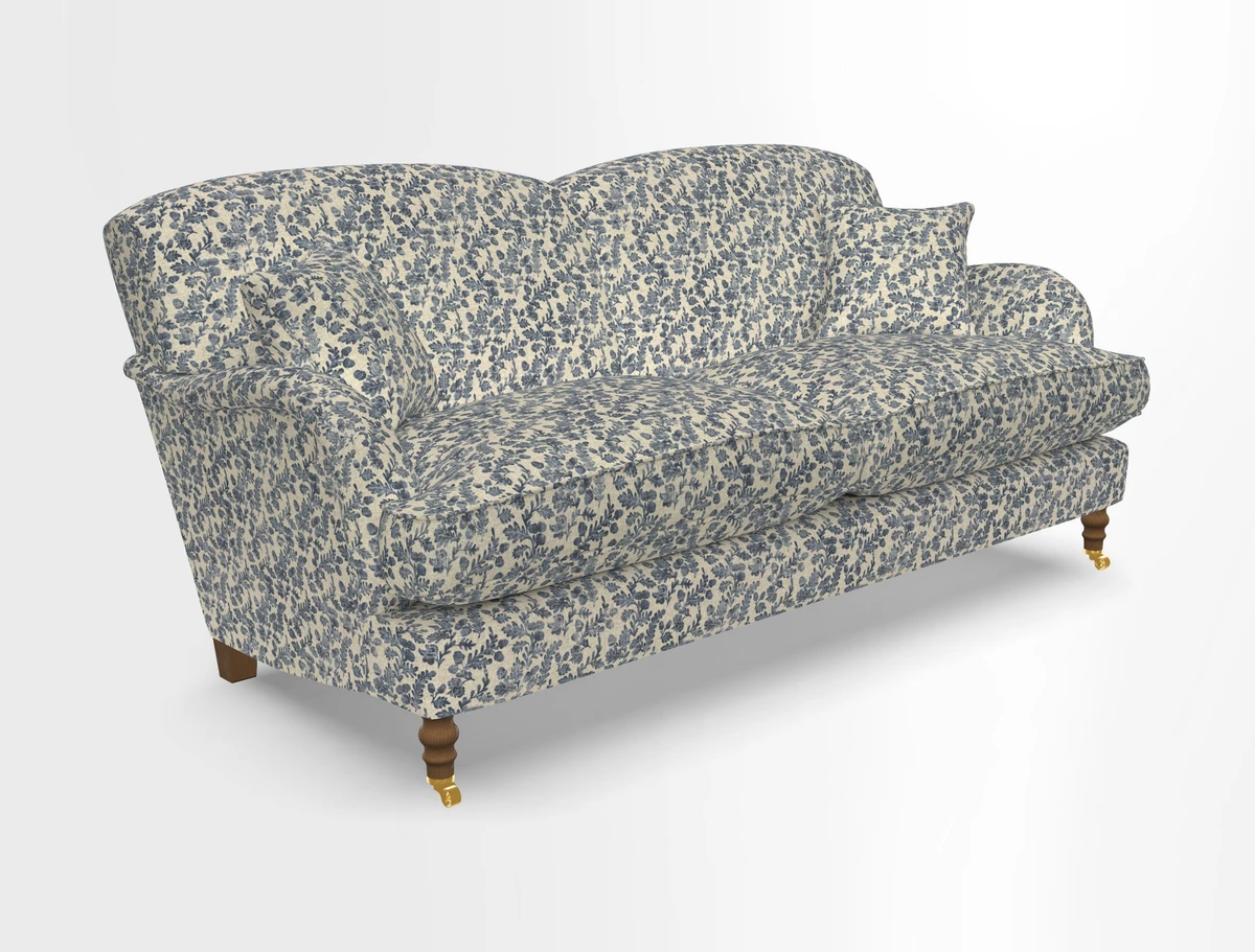 Kentwell 3 Seater 2 Hump Sofa in RHS Botanicals Henry Moon Lions Tail Teal