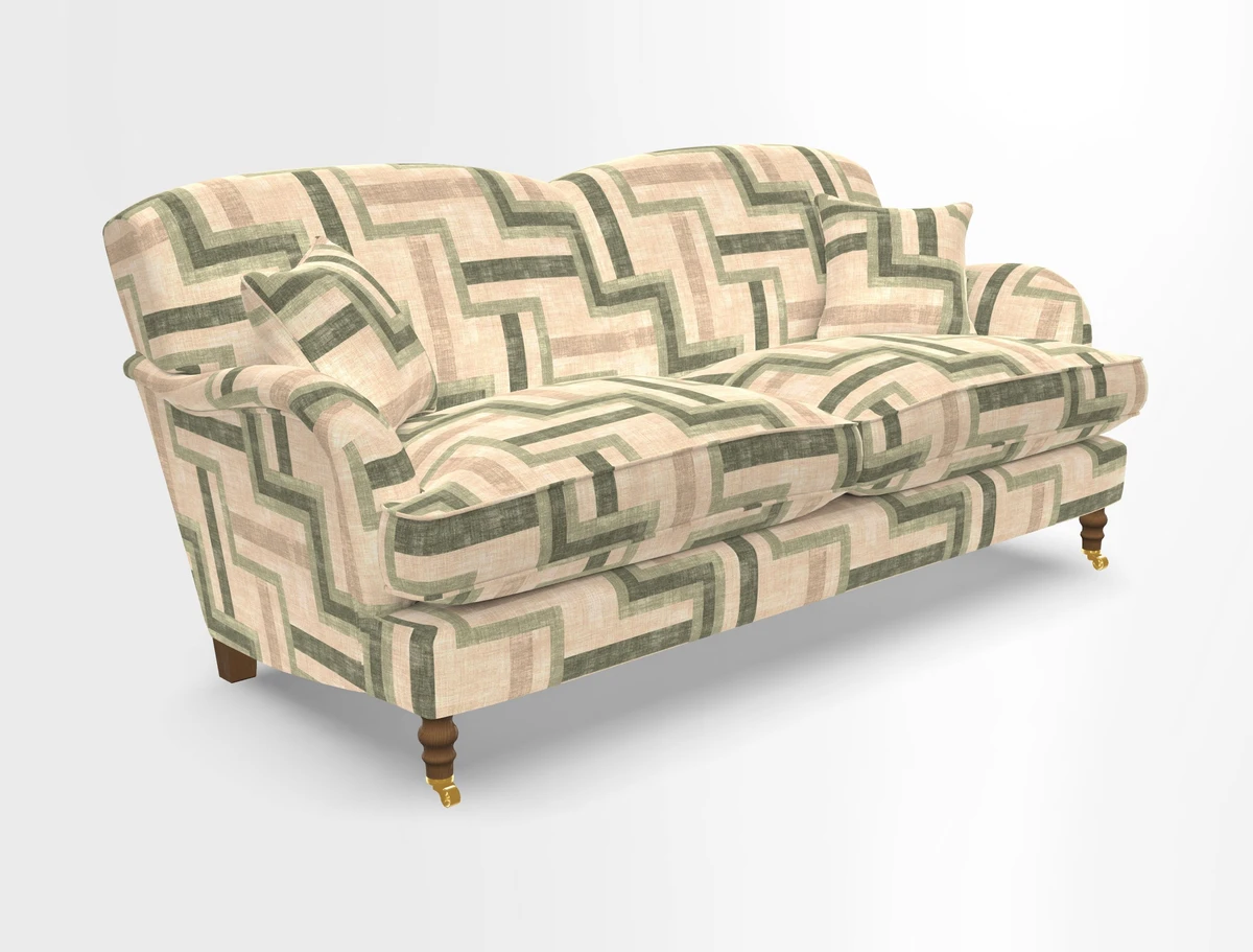 Kentwell 3 Seater 2 Hump Sofa in RHS Botanicals Henry Moon Lions Tail Teal