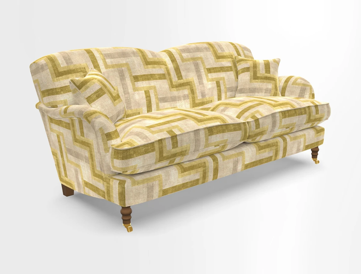 Kentwell 3 Seater 2 Hump Sofa in RHS Botanicals Henry Moon Lions Tail Teal