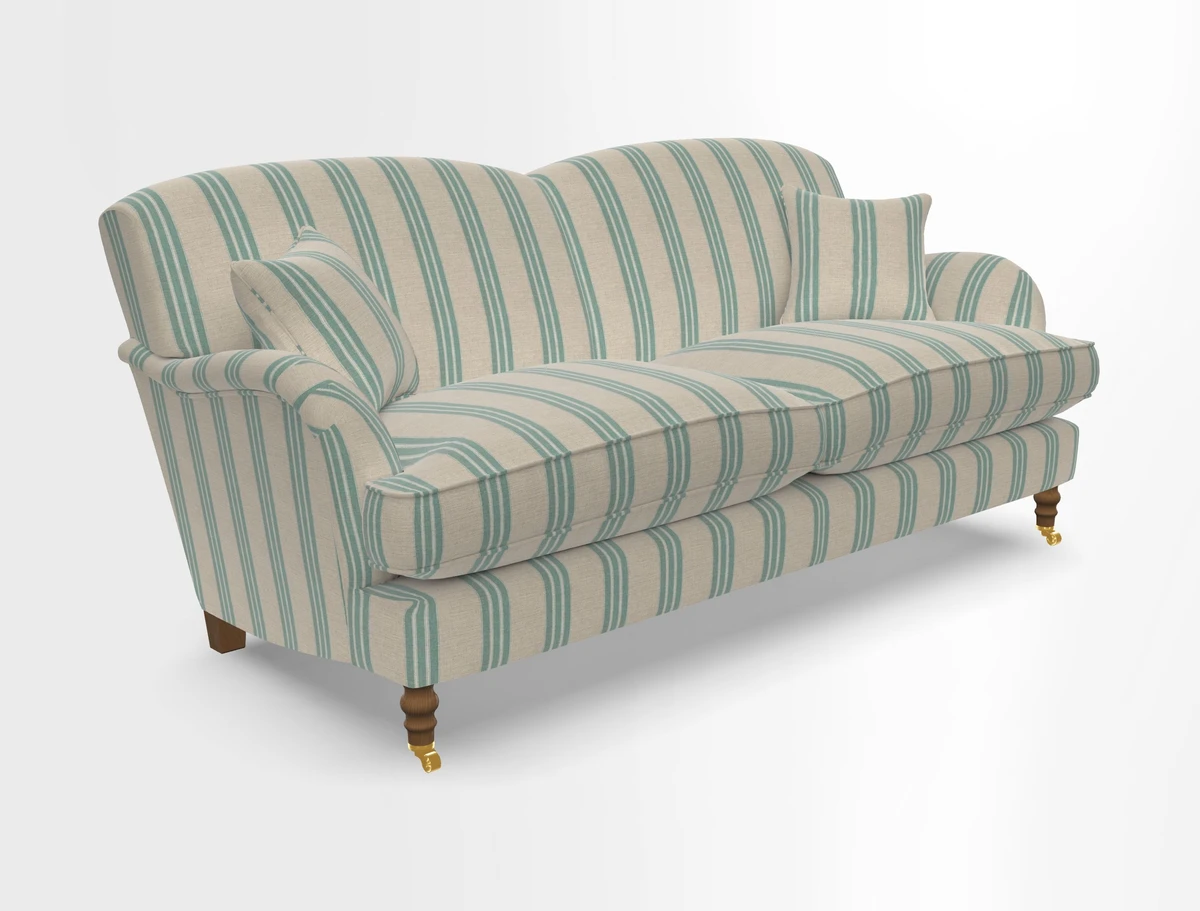 Kentwell 3 Seater 2 Hump Sofa in RHS Botanicals Henry Moon Lions Tail Teal