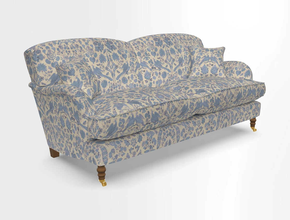 Kentwell 3 Seater 2 Hump Sofa in RHS Botanicals Henry Moon Lions Tail Teal