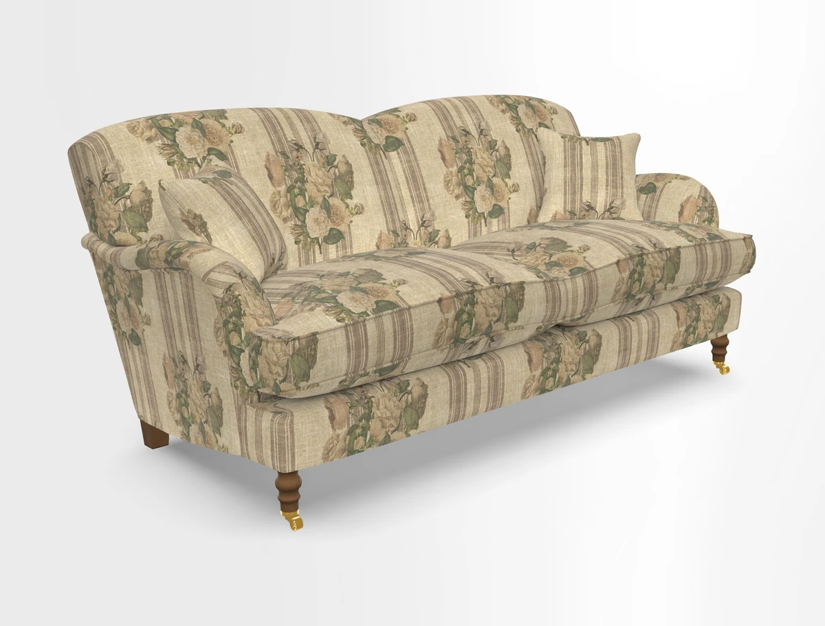 Kentwell 3 Seater 2 Hump Sofa in RHS Botanicals Henry Moon Lions Tail Teal